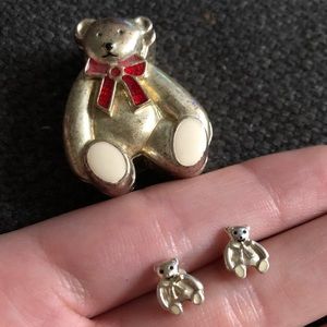 Silver Teddy Bear Earrings
